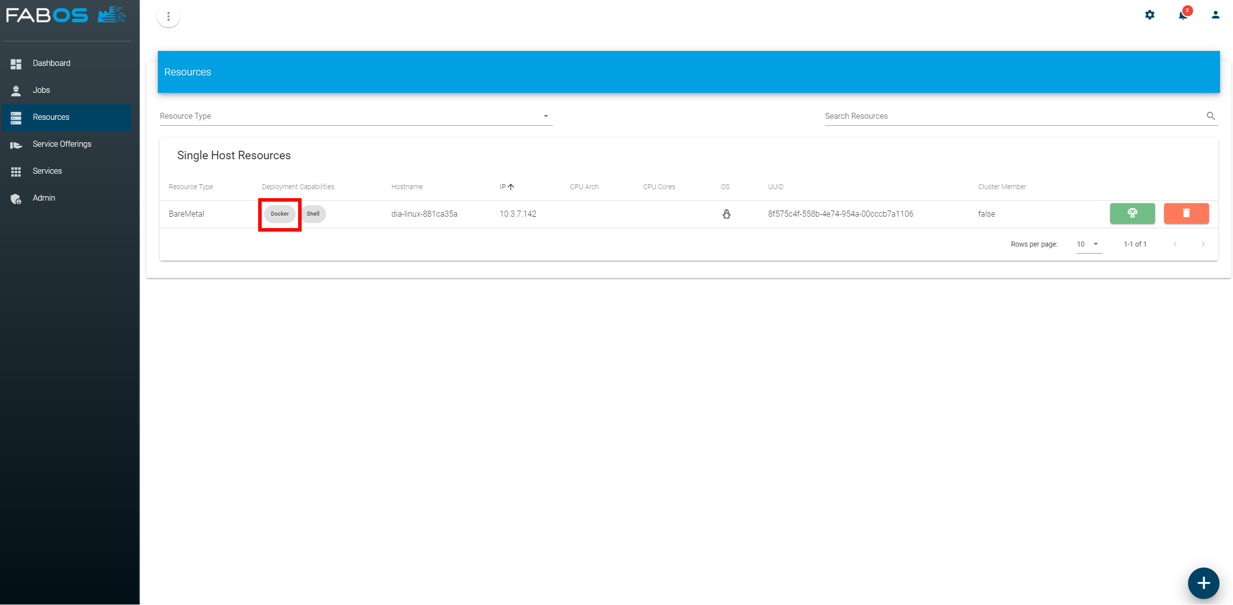 Install deployment capability result